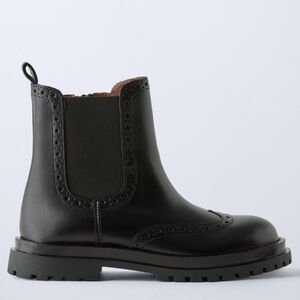 Zara Stylish Black Leather Ankle Boots